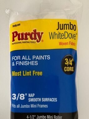 Purdy Jumbo White Dove 4-1/2" Mini Roller Covers (2-Pack, 3/8" Nap)